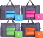 4-Pack Foldable Travel Duffel Bag Set - Compact Carry-On Luggage in Pink, Blue, Green & Orange | Perfect for Family Trips, Gifts & Organized Travel