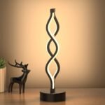 Twisted Spiral LED Table Lamp - Modern Touch-Control Desk Light for Bedroom, Living Room & Caf © Decor (Black)