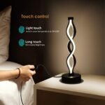 Twisted Spiral LED Table Lamp - Modern Touch-Control Desk Light for Bedroom, Living Room & Caf © Decor (Black) - Image 4