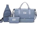 Women’s 3-Piece Travel Bag Set - Large Duffel, Crossbody Backpack & Toiletry Pouch for Gym, Maternity and Weekend Getaways (Blue)  | Other Colors Available in Store