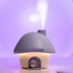 Portable Mushroom Humidifier with 7 Color Sunset Light, USB Rechargeable Mini Air Moisturizer for Desk, Bedroom, Travel, Baby Room â€“ Silent & Cute Design Use(Purple)