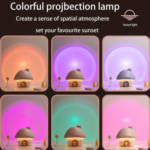 Portable Mushroom Humidifier with 7 Color Sunset Light, USB Rechargeable Mini Air Moisturizer for Desk, Bedroom, Travel, Baby Room â€“ Silent & Cute Design Use(Purple) - Image 3
