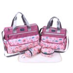 Newborn Diaper Bag Set with Changing Pad - 4-Piece Baby Organizer, Large Capacity Mom Backpack, Insulated Bottle Sleeve & Lunch Bag, Travel Diaper Bag for Moms (Red)