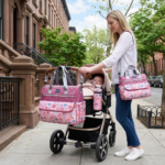 Newborn Diaper Bag Set with Changing Pad - 4-Piece Baby Organizer, Large Capacity Mom Backpack, Insulated Bottle Sleeve & Lunch Bag, Travel Diaper Bag for Moms (Red) - Image 2