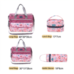 Newborn Diaper Bag Set with Changing Pad - 4-Piece Baby Organizer, Large Capacity Mom Backpack, Insulated Bottle Sleeve & Lunch Bag, Travel Diaper Bag for Moms (Red) - Image 6