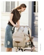 Stylish Mom Backpack with Insulated Bottle Pocket - Multi-Compartment Diaper Bag, Anti-Theft Phone Pocket, Large Capacity Baby Organizer, Travel Backpack for Moms (Green) - Image 7