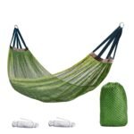 Outdoor Nylon Hammock with Tree Straps â€“ Portable Mesh Hanging Bed for Camping, Beach, Garden, Lightweight & Durable Swing Chair (Green) - Image 4