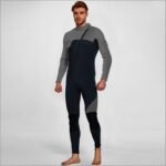 Men's 3mm Full Wetsuit for Surfing Diving & Cold Water Swimming - Front-Zip Neoprene Suit with UV Protection and Flexible Fit(Grey,XXXL)  | Other Colors Available in Store