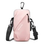 Universal Running Phone Arm Band â€“ Waterproof, Dual Pocket, Adjustable Strap, Breathable Mesh, Fits Phones Up to 6.7 Inches, Crossbody & Waist Clip (Pink)