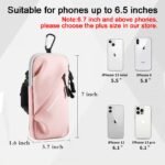 Universal Running Phone Arm Band â€“ Waterproof, Dual Pocket, Adjustable Strap, Breathable Mesh, Fits Phones Up to 6.7 Inches, Crossbody & Waist Clip (Pink) - Image 3