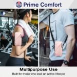 Universal Running Phone Arm Band â€“ Waterproof, Dual Pocket, Adjustable Strap, Breathable Mesh, Fits Phones Up to 6.7 Inches, Crossbody & Waist Clip (Pink) - Image 4