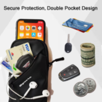 Universal Running Phone Arm Band â€“ Waterproof, Dual Pocket, Adjustable Strap, Breathable Mesh, Fits Phones Up to 6.7 Inches, Crossbody & Waist Clip (Black) - Image 4