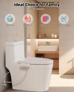 Non-Electric Mechanical Bidet Attachment â€“ Ultra-Slim Dual Nozzle Design with Feminine & Posterior Wash, Adjustable Water Pressure, Self-Cleaning Spray, Brass Inlet, Stainless Steel Hose, Tool-Free Installation for Standard Toilets (White) - Image 4
