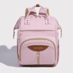 Stylish Mom Backpack with Insulated Bottle Pocket - Multi-Compartment Diaper Bag, Anti-Theft Phone Pocket, Large Capacity Baby Organizer, Travel Backpack for Moms (Pink)