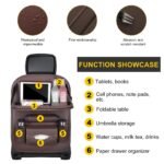 Car Back Seat Organizer with Foldable Table Tray - Universal Rear Seat Storage Bag, Multi-Pocket Holder for Tablet, Drinks & Essentials (Coffee) - Image 5