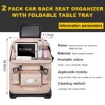 Car Back Seat Organizer with Foldable Table Tray - Universal Rear Seat Storage Bag, Multi-Pocket Holder for Tablet, Drinks & Essentials (Beige) - Image 2