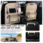 Car Back Seat Organizer with Foldable Table Tray - Universal Rear Seat Storage Bag, Multi-Pocket Holder for Tablet, Drinks & Essentials (Beige) - Image 4