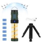 Rechargeable 3-in-1 Camping Light with Mosquito Repellent & Dual Heating - Bright Flashlight, Warm Lantern, Type-C Charging (Army Green)