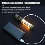 Rechargeable 3-in-1 Camping Light with Mosquito Repellent & Dual Heating - Bright Flashlight, Warm Lantern, Type-C Charging (Army Green) - Image 4
