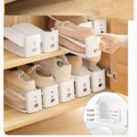 Adjustable Shoe Rack Organizer, 10-Pack Stackable Shoe Shelf for Closet Storage - Space-Saving Double Layer Shoe Holder with 3-Level Height Adjustment (White) - Image 2