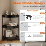 Black Corner Storage Shelf â€“ 3-Tier Rolling Organizer for Bathroom, Kitchen & Bedroom | Space-Saving Aluminum Rack with Wheels | White Available In-Store - Image 6