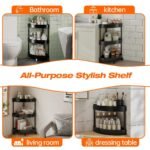 Black Corner Storage Shelf â€“ 3-Tier Rolling Organizer for Bathroom, Kitchen & Bedroom | Space-Saving Aluminum Rack with Wheels | White Available In-Store - Image 7