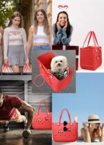 EVA Beach Tote Bag for Swimming, Pool & Travel â€“ Waterproof Washable Rubber Handbag with 2 Random Charms, Lightweight & Sand-Resistant (Red)  | Other Colors Available in Store - Image 6