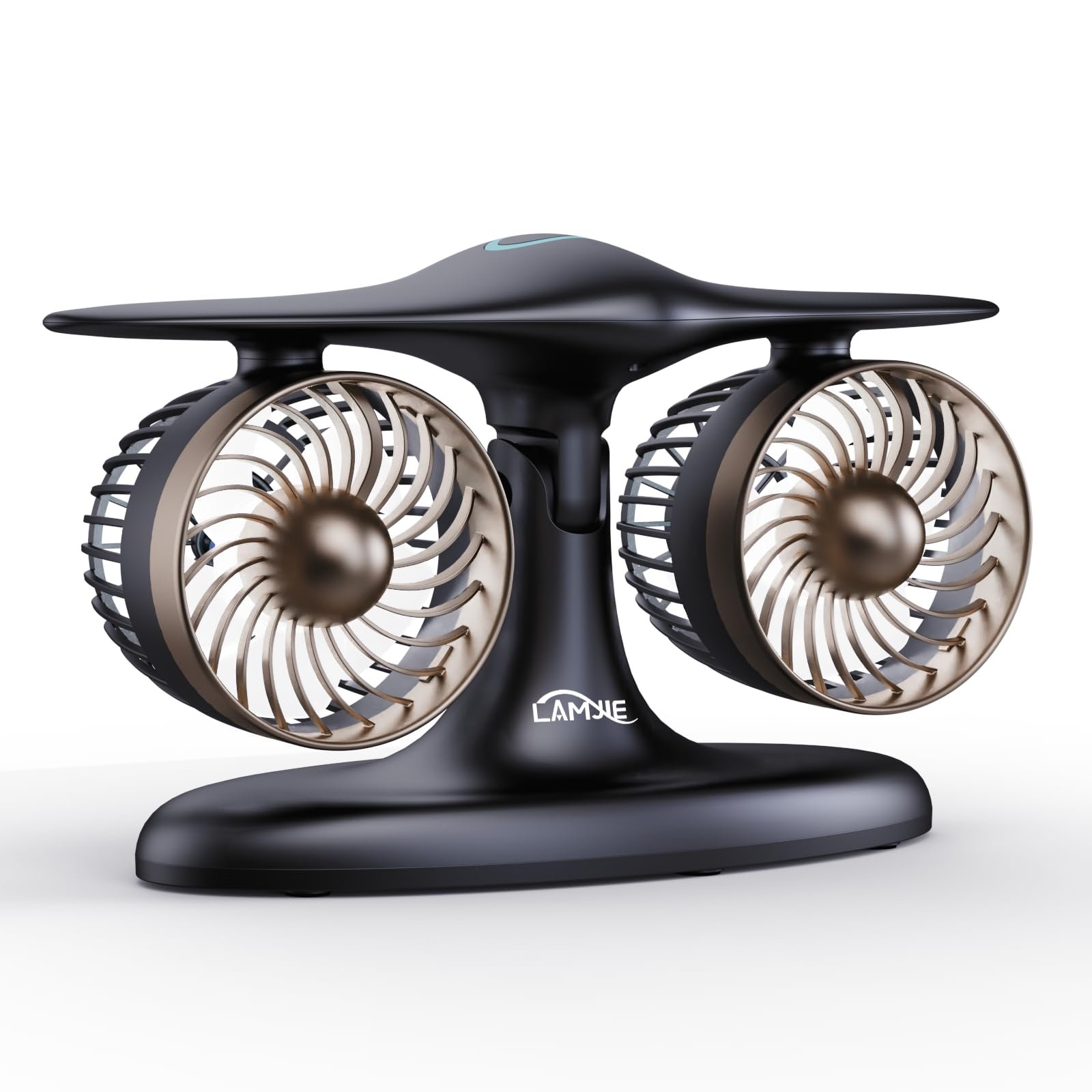 V1107-CS-SWLZMFS-202603140640-00 Dual Turbine Desk Fan with Aircraft Design – Wireless, Quiet, 3-Speed Touch Control for Home, Office, Bedroom, Portable Cooling (Black) - Image 1