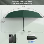 Mini Travel Umbrella â€“ Compact Sun & Rain Protection for Women, Kids | UV-Blocking Pocket Umbrella with Case | Lightweight Foldable Umbrellaï¼ˆdark greenï¼‰ - Image 2
