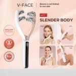 V-Shaped Facial Massage Roller with 8 Stainless Steel Balls, Dual-Tone Design, LCD Screen, 5-Speed Adjustment, Type-C Charging, Smooth Gliding for Face, Neck & Body, Compact Beauty Tool (White) - Image 2