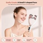 V-Shaped Facial Massage Roller with 8 Stainless Steel Balls, Dual-Tone Design, LCD Screen, 5-Speed Adjustment, Type-C Charging, Smooth Gliding for Face, Neck & Body, Compact Beauty Tool (White) - Image 3