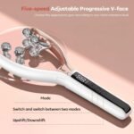 V-Shaped Facial Massage Roller with 8 Stainless Steel Balls, Dual-Tone Design, LCD Screen, 5-Speed Adjustment, Type-C Charging, Smooth Gliding for Face, Neck & Body, Compact Beauty Tool (White) - Image 4