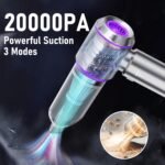 Cordless Handheld Vacuum & Air Duster with Dual Suction/Blow Modes, Transparent Dust Cup, USB-C Charging, and 7 Interchangeable Nozzles for Car, Keyboard, and Home Cleaning (Grey) - Image 2