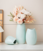 Modern Ceramic Vase Set (3-Piece): Minimalist Home Decor for Living Room Flower Arrangements (Blue) | Other Styles Available in Store - Image 10