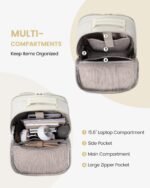Stylish Laptop Backpack for Women - Large Capacity 27L Computer Bag with 15.6 Inch Compartment, USB Charging Port & 16 Pockets - Ideal for College, Work & Travel (White) - Image 2