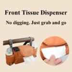 Universal Stroller Organizer Bag with Front Tissue Dispenser, Bottle Holders & Large Storage â€“ Perfect for Daily Outings with Baby (Orange) - Image 4