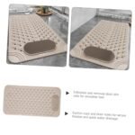 Non-Slip Bath Mat with Foot Scrubber - 120 x 80 cm, Anti-Skid Suction Cups & Drain Holes, Waterproof Shower Floor Pad with Exfoliating Brush(Grey) - Image 3