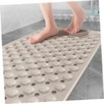 Non-Slip Bath Mat with Foot Scrubber - 120 x 80 cm, Anti-Skid Suction Cups & Drain Holes, Waterproof Shower Floor Pad with Exfoliating Brush(Grey) - Image 4