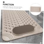 Non-Slip Bath Mat with Foot Scrubber - 120 x 80 cm, Anti-Skid Suction Cups & Drain Holes, Waterproof Shower Floor Pad with Exfoliating Brush(Grey) - Image 6