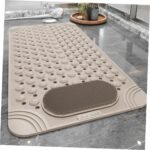 Non-Slip Bath Mat with Foot Scrubber - 120 x 80 cm, Anti-Skid Suction Cups & Drain Holes, Waterproof Shower Floor Pad with Exfoliating Brush(Grey) - Image 7