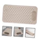 Non-Slip Bath Mat with Foot Scrubber - 90 x 60 cm, Anti-Skid Suction Cups & Drain Holes, Waterproof Shower Floor Pad with Exfoliating Brush(Grey) - Image 5