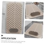 Non-Slip Bath Mat with Foot Scrubber - 90 x 60 cm, Anti-Skid Suction Cups & Drain Holes, Waterproof Shower Floor Pad with Exfoliating Brush(Grey) - Image 8