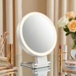 Dual-Sided LED Makeup Mirror with 1X & 30X Magnification, 3 Color Temperature Lights, Touch Controls, Rechargeable Battery, Foldable Stand, Portable Design for Desk, Travel, and Hanging Use (White) - Image 7