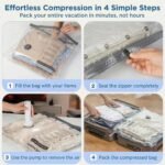 Travel Vacuum Bag Set with Rechargeable Cordless Pump - 3 Sizes for Clothes, Jackets & Accessories, Airtight Dual-Zipper Seal, 4000Pa Suction, Saves Up to 80% Luggage Space, Lightweight & Portable (9 Combo Travel Size) - Image 8