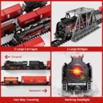 Model Train Set, Remote Control Train Toys with 3Way Smoke Locomotive, 5 Train Cars, Luxury Track Kit, Authentic Train Sounds & Lights, Rechargeable Battery, Top Present for Train Lovers (Black) - Image 5