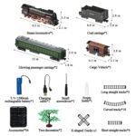 Train Set for Kids, Electric Train Toys with Realistic Light Sounds Smoke, Christmas Train Model Gifts for Toddlers Boys Girls, Steam Locomotive, Luxury Track & 2 Glowing Passenger Carriages (Black) - Image 5