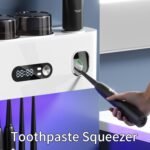 UV Toothbrush Holder with Disinfection & Toothpaste Dispenser - Wall-Mounted Bathroom Organizer with LED Display and 2 Cups - Image 3