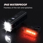 Ultra-Bright 1200 Lumen Bike Light Set with USB Rechargeable Headlight & Tail Light â€“ IP65 Waterproof Cycling Lamp for Night Riding (Black) - Image 6
