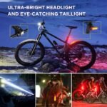 Ultra-Bright 1200 Lumen Bike Light Set with USB Rechargeable Headlight & Tail Light â€“ IP65 Waterproof Cycling Lamp for Night Riding (Black) - Image 7