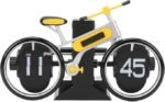 Modern Bicycle Flip Clock - Creative Mechanical Desk Timepiece with Dual Rotating Wheels, Retro Design for Home Office Decor, Compact Size (Yellow)